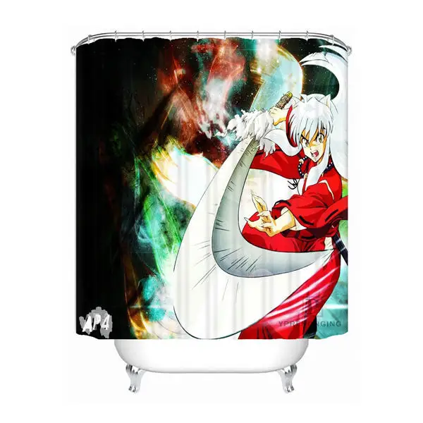 Shower Curtain Пользовательские Ретро аниме Inuyasha душ Ванная комната Шторы Mildewproof Водонепроницаемый полиэстер различные размеры#0421-21-55 - Цвет: Shower Curtain