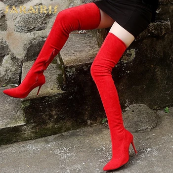 

Sarairis 2020 Hot Sale Large Size 43 Thin High Heels Over The Knee Boots Woman Shoes Zip Up Concise Dropship Boots Female