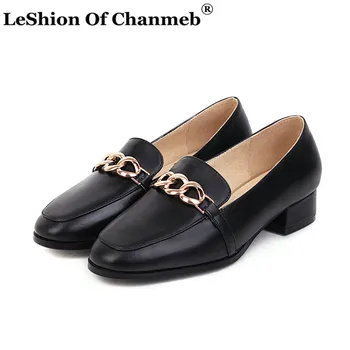 

2020 PU Leather Women Flat Shoes zapatos de mujer Women's Ladies Casual Shoes Fashion Gold Metal Chain Loafers Size 43 Slip ons