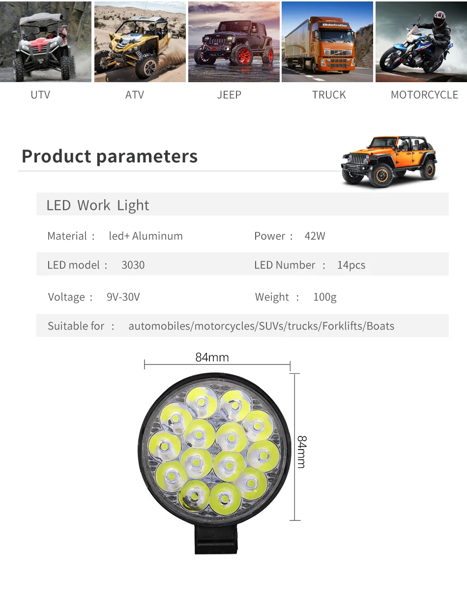 DXZ 1/2/4 PCS 42W LED Bars car light 12V offroad ramp LED beam work light 4x4 fog light motorcycle accessories UAZ Truck Barras