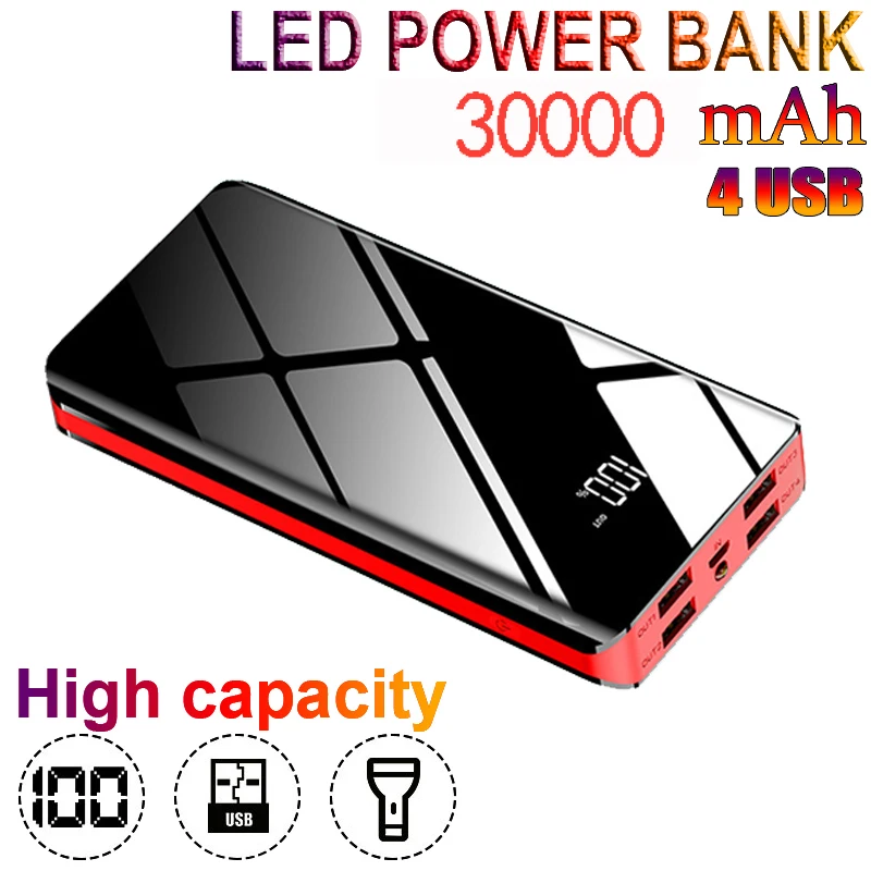 

30000mAh Large Capacity Power Bank Universal Power Bank External Battery Packs Compatible with Cellphones IPad Samsung and More