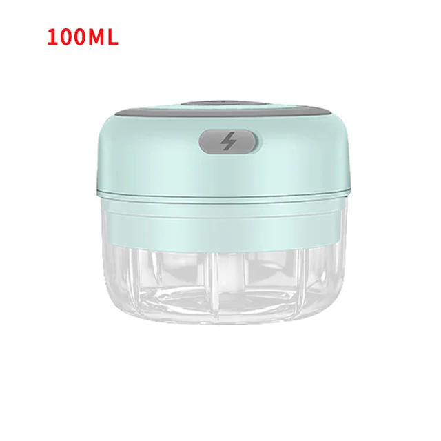 HiPiCok Electric Food Chopper Garlic Crusher Meat Grinder Mini Garlic Press Vegetable Chopper Masher Machine USB Kitchen Gadgets Green 100ML