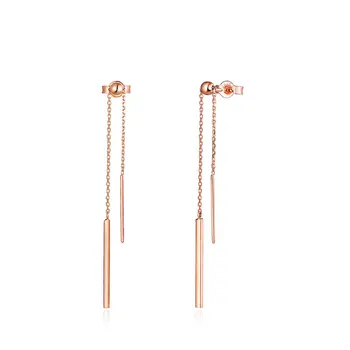 

Elegant 2 Way Wearing 85mm Long 18K Solid Real Genuine Gold Ball Ear Lines Chains AU750 Piercing Earrings for Women Girl Gift