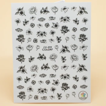 

3D Stickers for Nails Fashion White Peony Flower Girl Nails Art Decoration Manicure Sticker Decals Slider Nail Foil Accessories