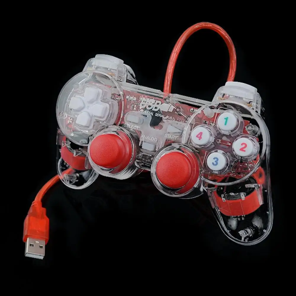 

USB Transparent Joystick Vibrating Joystick Retro Gaming Controller for WIN2000/XP/7/8/10