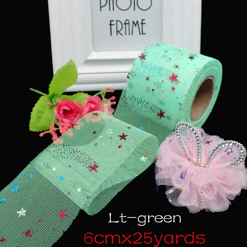 13cm*25Yard Glitter Lace Roll Colorful Tulle Tutu Skirt Fabric Spool Gift Wrap Party Birthday Supplies Wedding Table Decoration - Цвет: Green