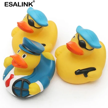 

ESALINK 3Pcs 9Cm Baby Toys Classic Bath Toys Captain'S Theme Combination Style Duck Baby Bath Rubber Duck Toys For Girls