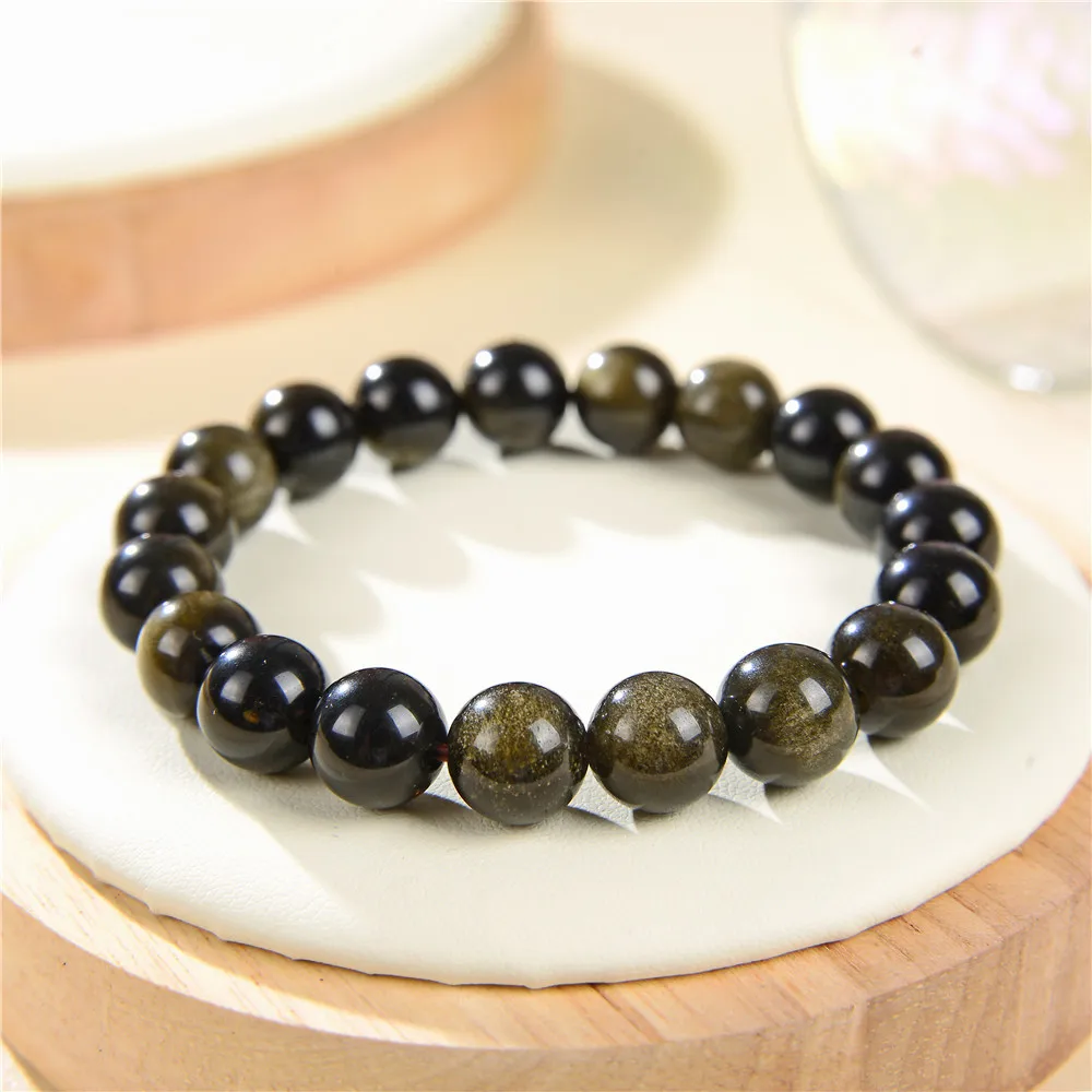 Unisex Bracelet Bangle Obsidian Karma Yoga Beads & Gemstone Buddhist Hamsa Hand