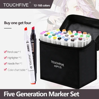 

TouchFIVE12/30/40/60/80/168 Color Markers Manga Drawing Markers Pen Alcohol Based Sketch Oily Dual Brush Pen Art Supplies