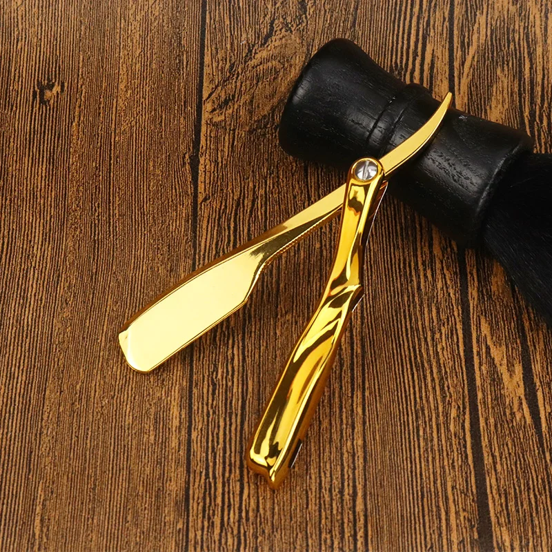 

Высококачественная Мужская Профессиональная Золотая Складная ручная бритва со сменным лезвием