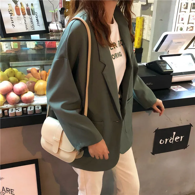 

Photo Shoot 2019 Spring New Style Korean-style Fashion Simple Loose-Fit Back Joint Suit Jacket