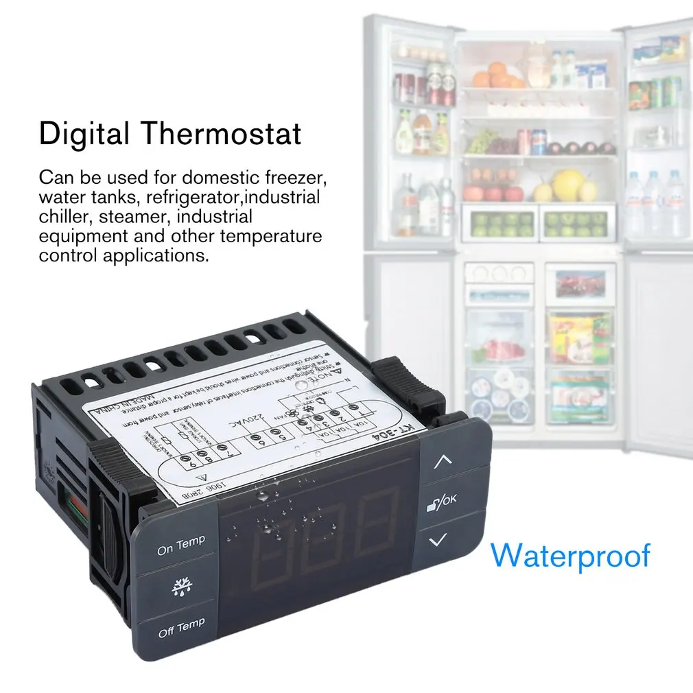 KT-304 цифровой регулятор температуры терморегулятор Термостат термопара датчик с функцией охлаждения размораживания вентилятора