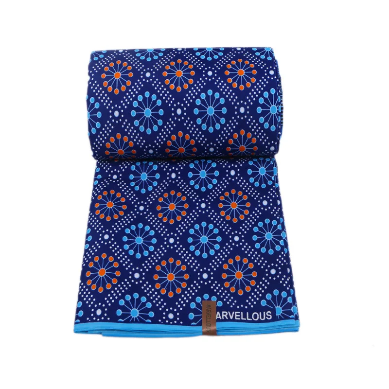 Голландский Воск Красный и синий цветочный принт ткань Африканская Анкара ткань воск 6 ярдов