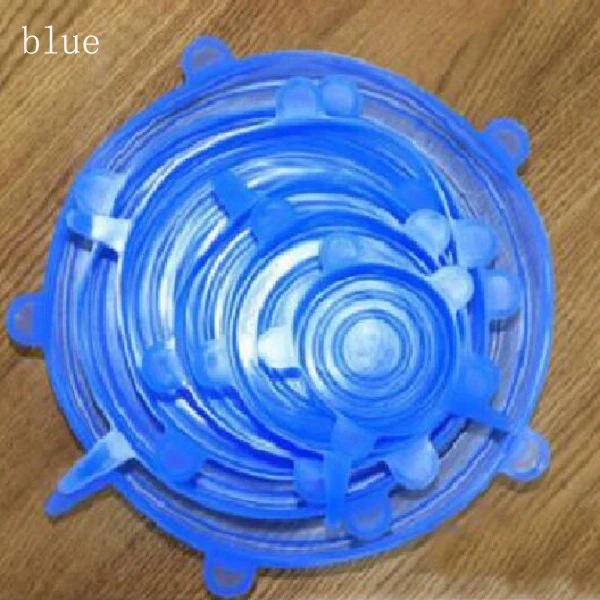 blue Прочный многоразовый 6 шт./компл. силиконовые крышки стрейч еда сохранить крышку жаростойкая уплотнительная обертка подходит для контейнеров всех размеров wh - Цвет: blue