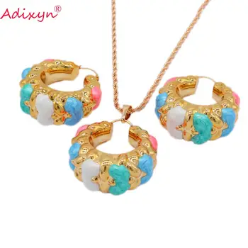 

Adixyn Ethnic Earrings/Pendant/long chain Jewelry set for Women African/Angola/Middle east Weddng Fashion Jewelry N3191