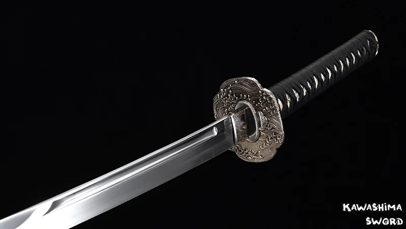 Серия Unokubi Zukuri Katana-весеннее стальное полное двойное лезвие Tang, острое, готовое к бою-японский меч ручной работы/черный коврик