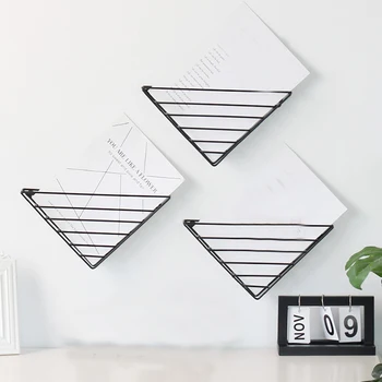 

Triangle Wall Shelf Wall Mounted Metal Wall Decor Magazine Book Storage Rack Crafts Display Stand Wall Shelves Home Decoration