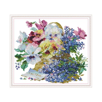 

Oil Painting Flowers Count Cross-stitch Embroidery Flowers Aida 14ct Printed Patterns 11ct Canvas for Embroidery DIY Needlework