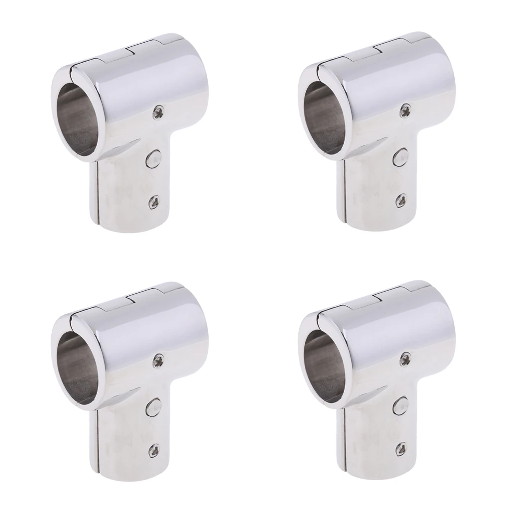 4Pcs Stainless Steel Bow & Boat Hand Rail 90 Degree Tee Fitting 1