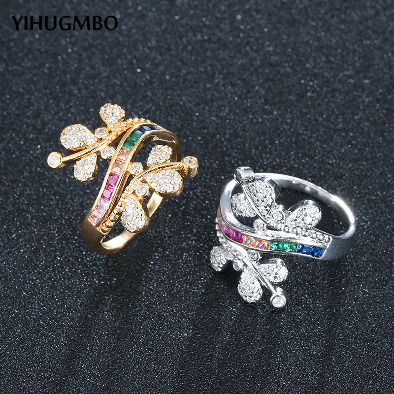 YIHUGMBO богемные кольца в виде листьев с кубическим цирконием для женщин