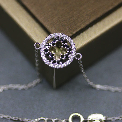 925 пробы серебряные женские браслеты простые модные креативные полые Клевер и черный циркон ювелирные браслеты для женщин