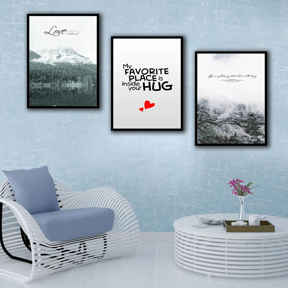 

Nordic Poster Landscape My Favorite Place is in Your Hug Art Print Canvas Painting Picture Decorative For Living Room Home Decor