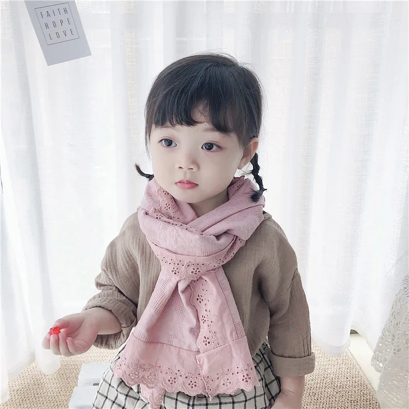 Autumn Winter Children Scarf Cotton Linen Scarf Solid Color Simple Concise Warm Scarf For Kids Newest