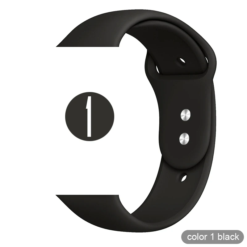 Мягкий силиконовый спортивный ремешок для Apple Watch 5 4 3 2 1 38 мм 42 мм, резиновый ремешок для часов Iwatch series 5 4 40 мм 44 мм - Цвет ремешка: 01 Black