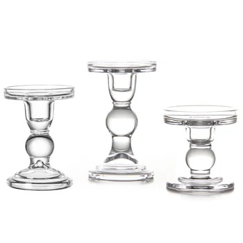 

3pcs Glass Candle Holders Pillar Candle Wedding Decoration Candlestick Set Home Ornament