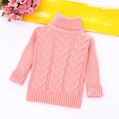 Pure Color Knitted Pullovers Children Sweaters Autumn Winter Warm Turtleneck Sweaters for Girls Boys Warm Kids Knitwear Clothing - Цвет: Черный