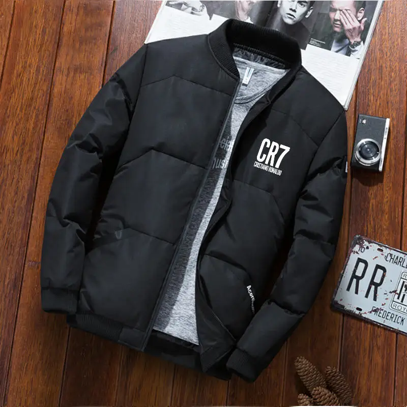 

Black Quality Jackets Men 2019 Winter Casual Outwear Windbreaker Jaqueta Masculino Solid Slim Fit CR7 Printed Overcoats Homme