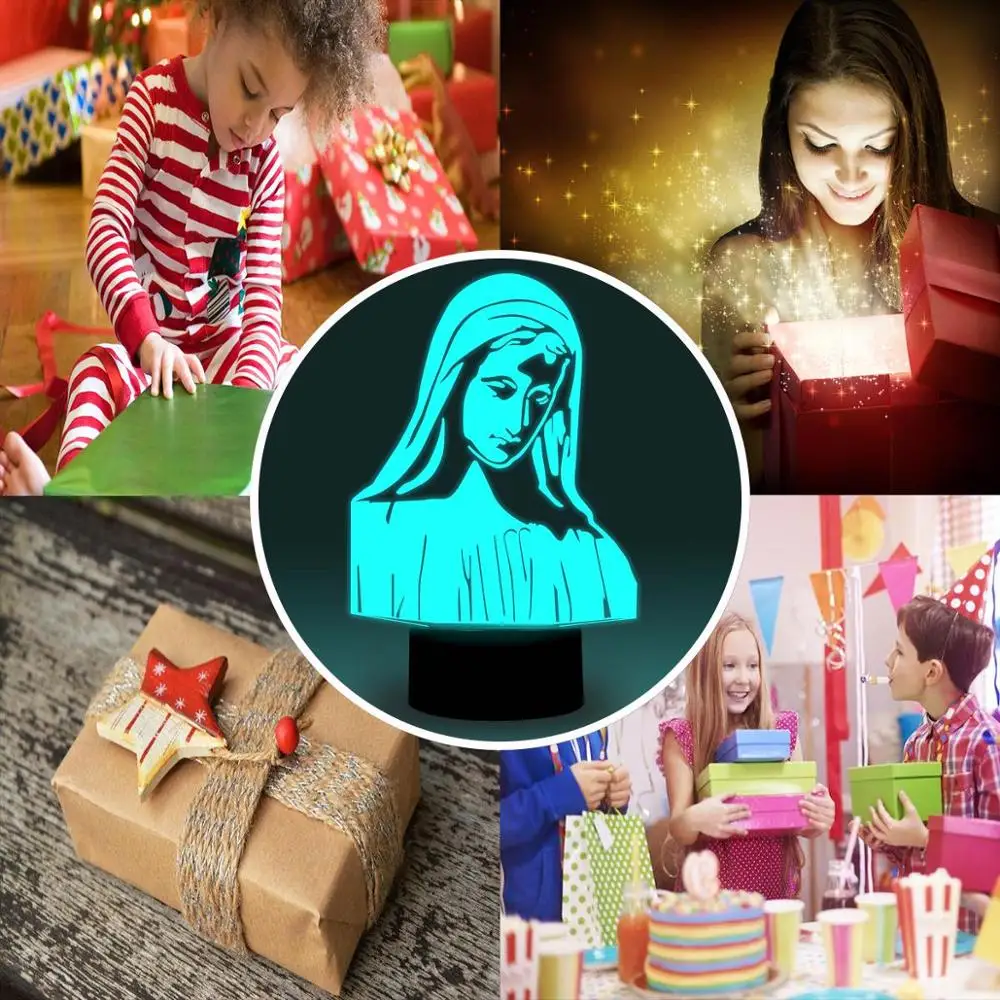 NiteApps 3D мама Божия ночник настольная Иллюзия украшение лампа подарок на день рождения приложение/сенсорное управление