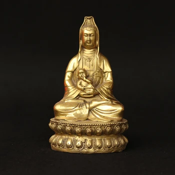 

Copper songziguanyin lotus Guanyin Ornaments Wanzi home feng Shui crafts Decoration