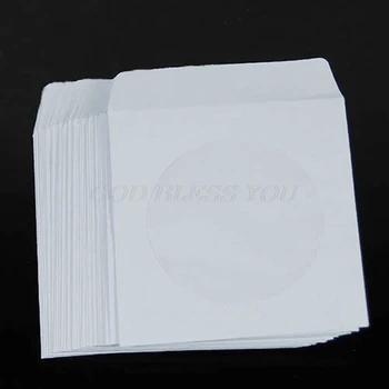 

50pcs 5inch CD DVD Disc Paper Sleeves Envelopes Storage Clear Window Case Flap