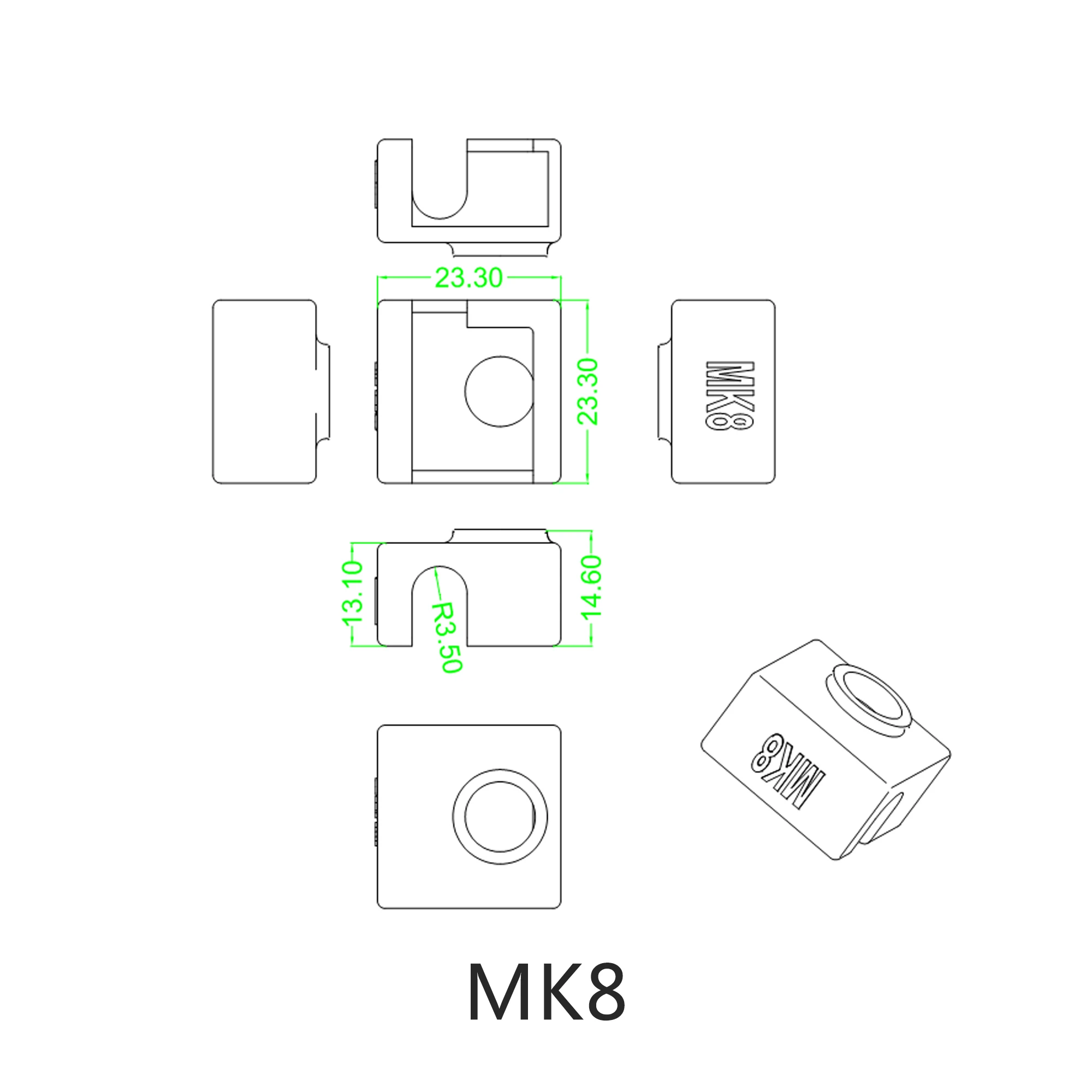 3d Принтер V6/MK7 MK8 MK9/MK10/Volnaco тепловой блок силиконовый рукав защитный силиконовый носок изоляционный чехол Чехол для теплового блока