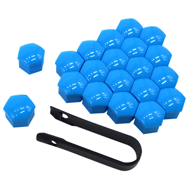 20pcs 17mm 19mm Wheel Nut Bolt Head Cover Cap Protective Bolt Caps Exterior Decoration Protecting Bolt Rims Screws Plugs blue