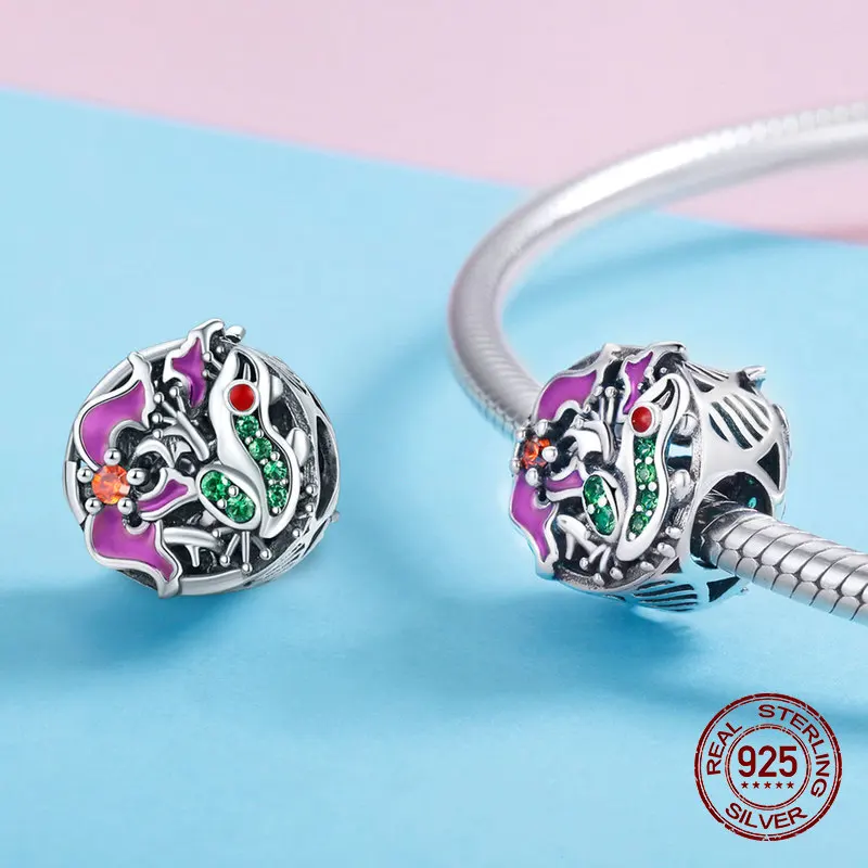 Fit браслет pandora, круглые бусины кулон, серебро 925 пробы, для женщин, модные ювелирные изделия, сделай сам