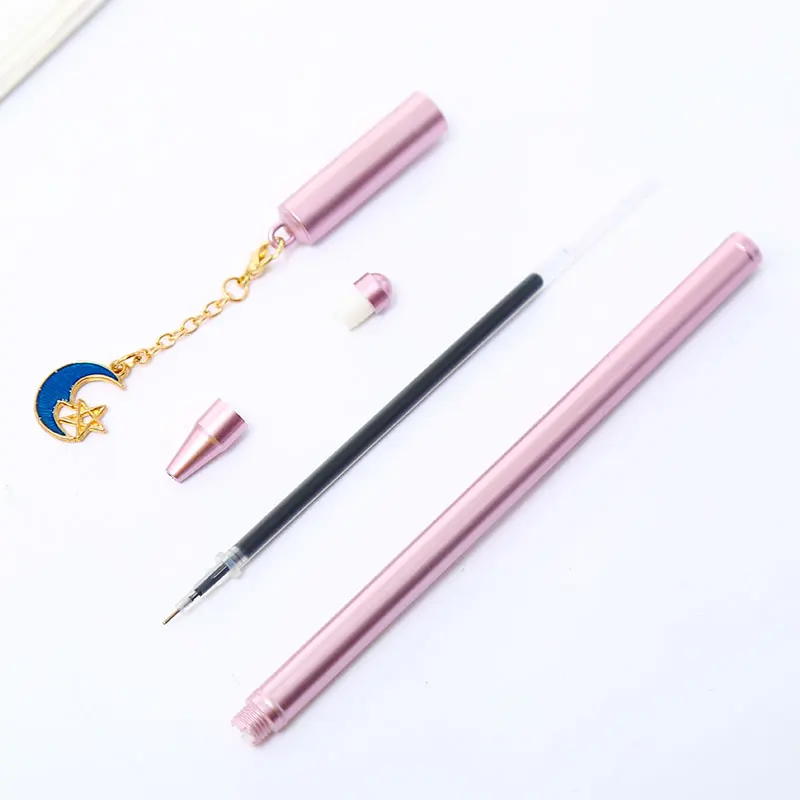 Kawaii Star Moon гелевая ручка металлическая рождественская подвеска канцелярские принадлежности материал Kawai школьные принадлежности черный синий аксессуары Bts