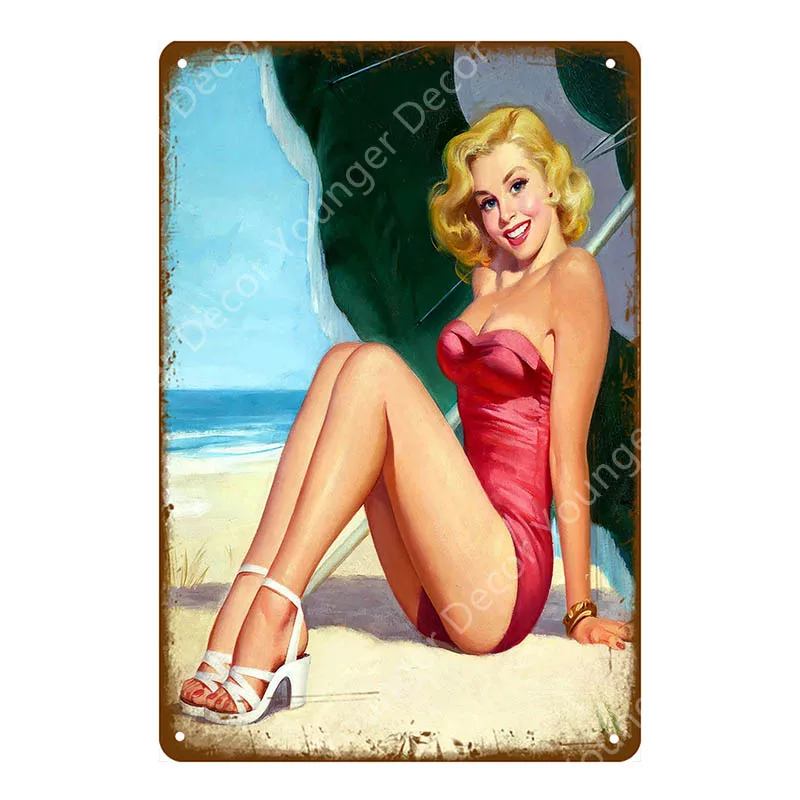 Европа Pin Up девушка плакат металлические жестяные вывески Винтаж Настенный декор живопись бар паб кафе магазин домашний декор сексуальная леди табличка YI-141 - Цвет: YD6745AI
