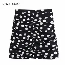 ZA женские винтажные Мини-юбки с принтом в горошек, новая мода, высокая талия, элегантные офисные женские черные сексуальные мини-юбки