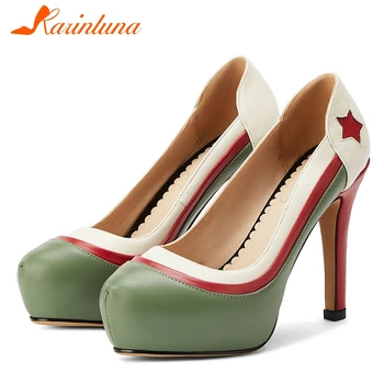 

KARINLUNA Hot Sale Ladies High Heels Party Pumps Spring Fashion Shallow Pumps Women Unique mixed-color Date Shoes Woman