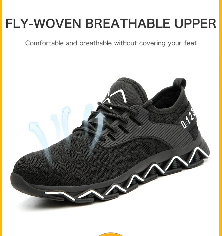 Большие размеры 36-48, Новая защитная обувь с дышащей сеткой, мужские кроссовки-светильник, неубиваемые, со стальным носком, мягкие, не ПРОКАЛЫВАЮЩИЕ, рабочие ботинки