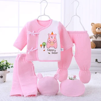 

WEIXINBUY Boy Set 0-3M 5Pcs Newborn Baby Boys Cotton Top Romper Pants Leggings Bib Hat Outfits Clothes