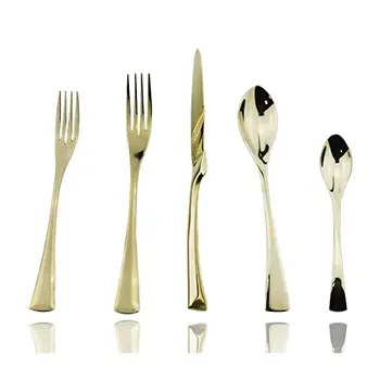 

20Pcs/Set Champagne Gold With Teaspoon Cutlery Dinnerware Set Gold Stainless Steel Mirror Polished Silverware Family Party Set