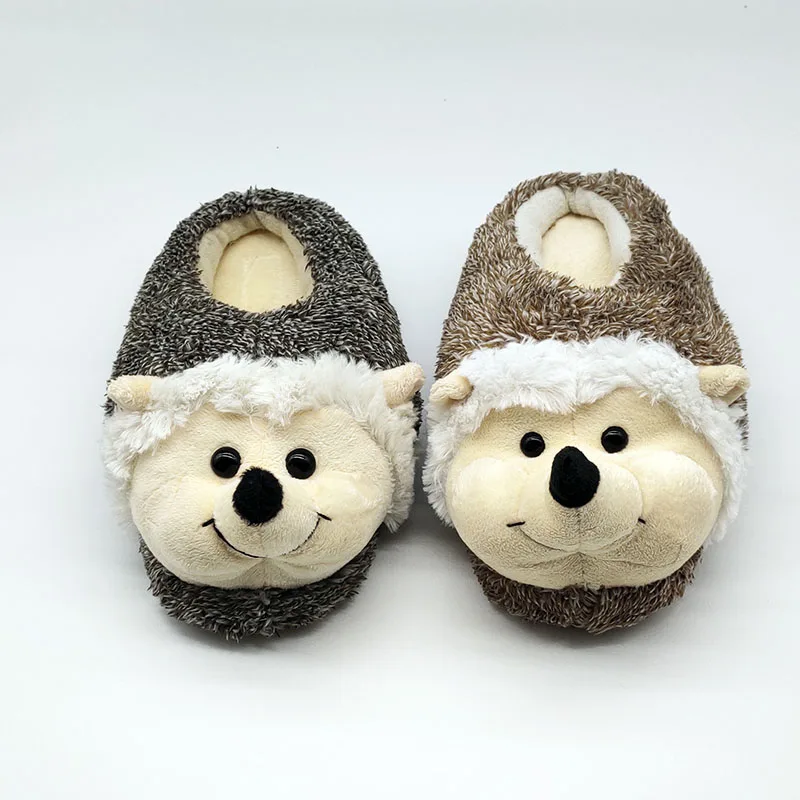 Hedgehog Fur Slippers for Men Women Children Indoor Winter Fluffy Funny warm slippers
