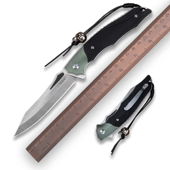 

Tactical Folding Pocket Knife 14C28N Steel Blade Titanium and CNC G10 Handle with Clip Survival Hunting Self Denfense EDC Tool