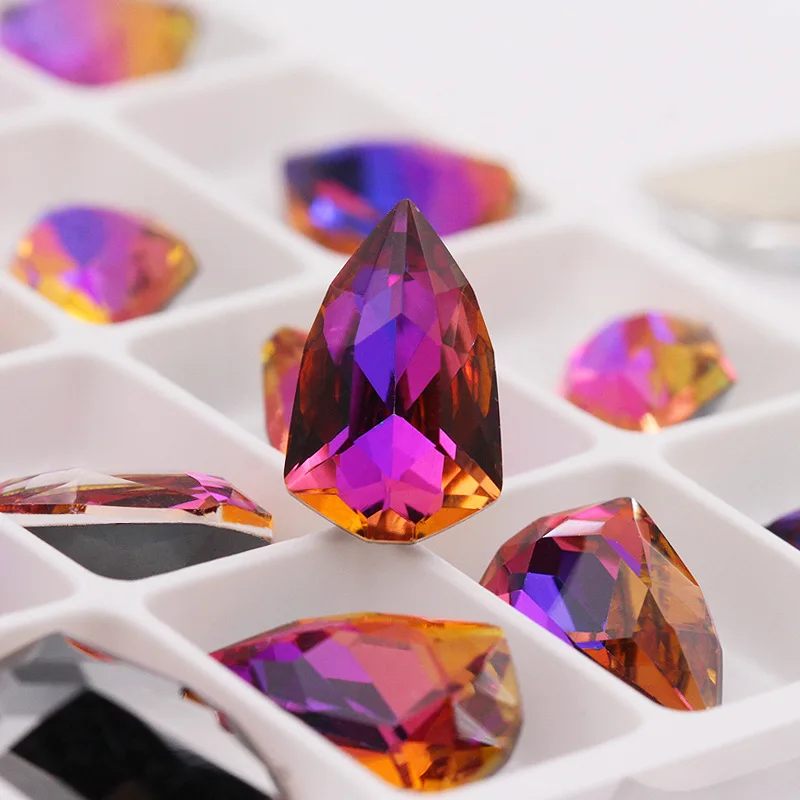

Glitter AB Sharp Bottom Shield Crystal Rhinestones For Clothes Rhinestone Applique Strass Crystal Craft Nail Art Decorations DIY