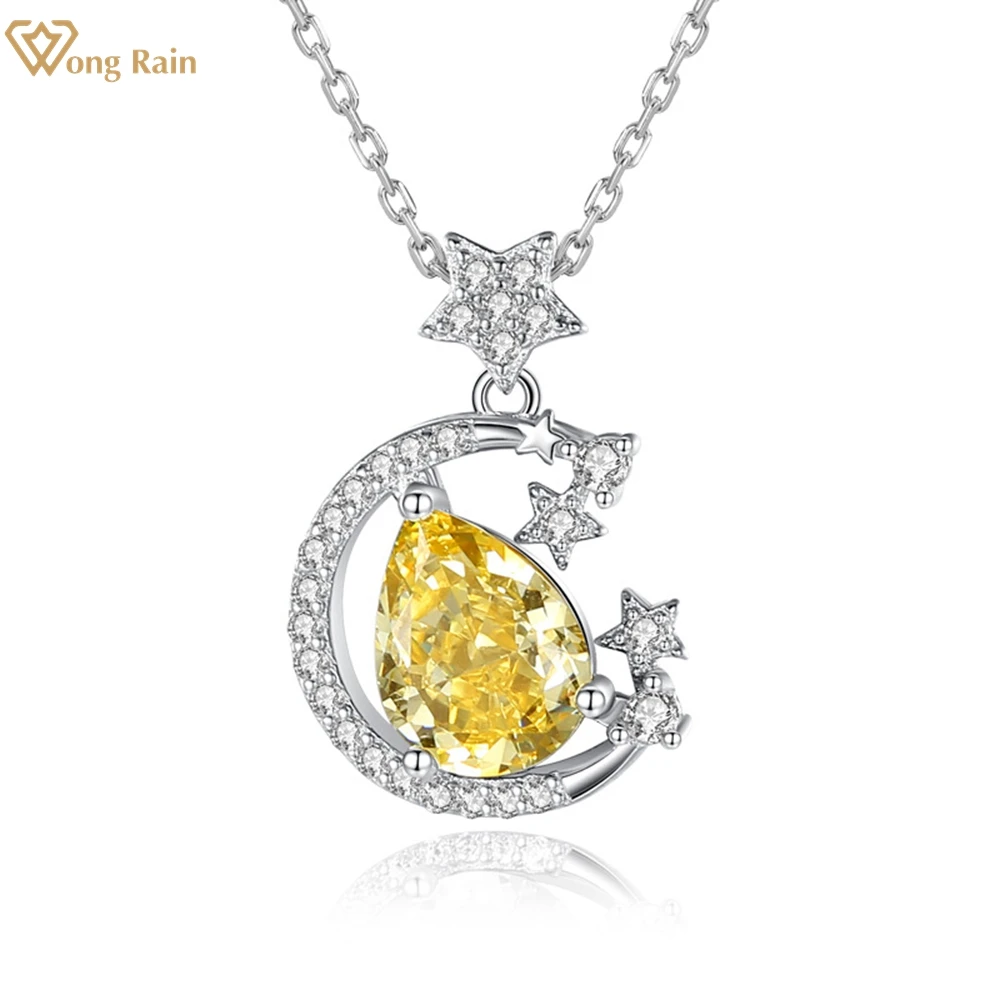 Wong Rain 925 Sterling Silver Pear Cut 