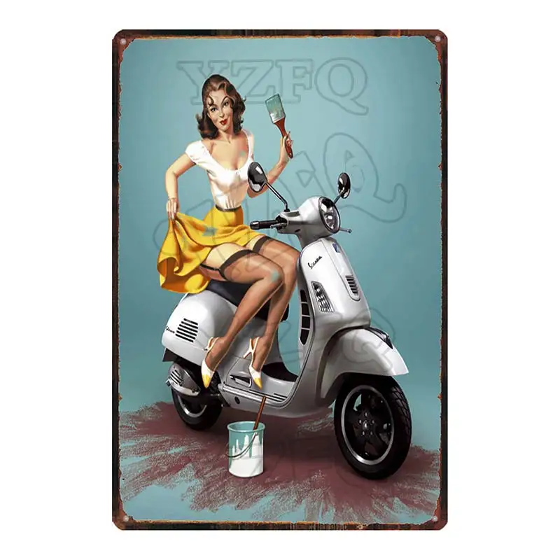 Vespa классический скутер мотоцикл оловянный гаражный знак металлические тарелки настенный паб домашний арт мотор декор железный плакат DU-5874A - Цвет: DU-5890