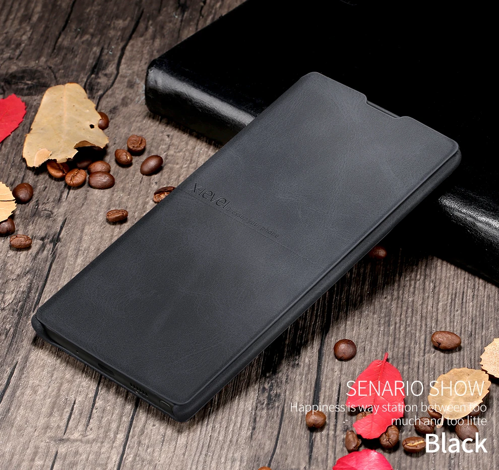 Черный X-Level премиум кожаные чехлы для samsung S10 S10E S9 S8 Plus Note 10 Note 9 Note 8 полный защитный бизнес Чехол - Цвет: Черный